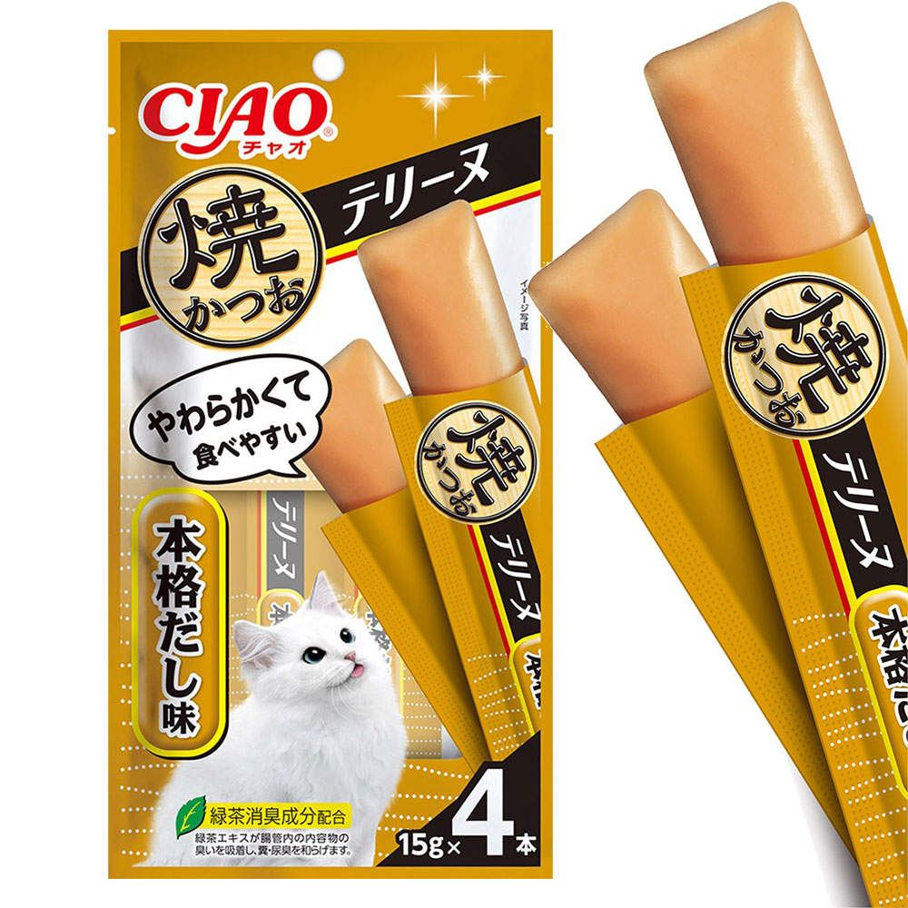 【ゆうパケット配送】【送料弊社負担】いなば 焼かつお テリーヌ 本格だし味 15g 4本入 6個【他商品と同時購入不可】