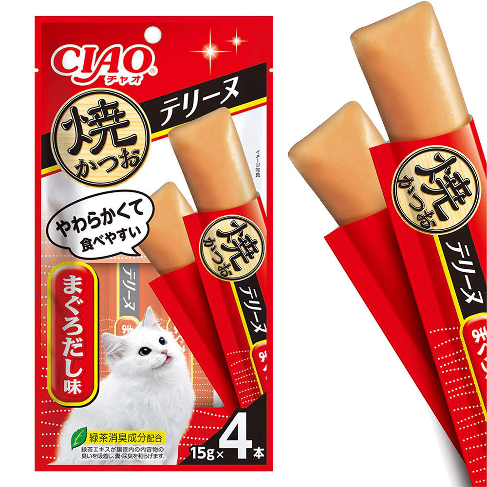 【ゆうパケット配送】【送料弊社負担】いなば 焼かつお テリーヌ まぐろだし味 15g 4本入 6個【他商品と同時購入不可】