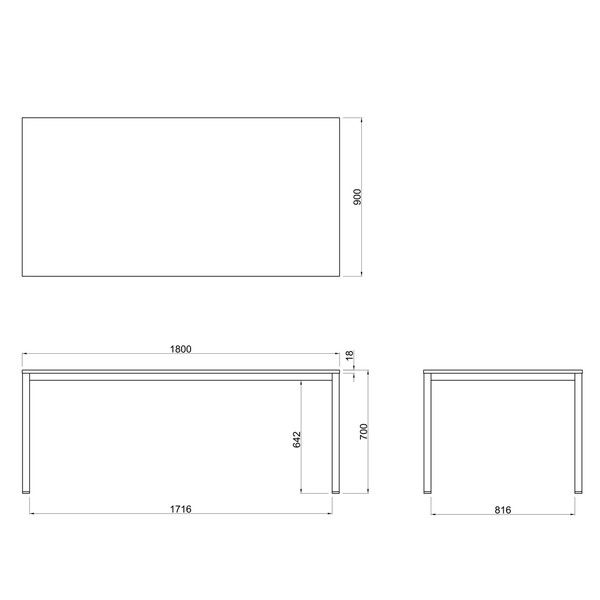 アール・エフ・ヤマカワ ミーティングテーブル W1800×D900 ナチュラル RFMT-1890