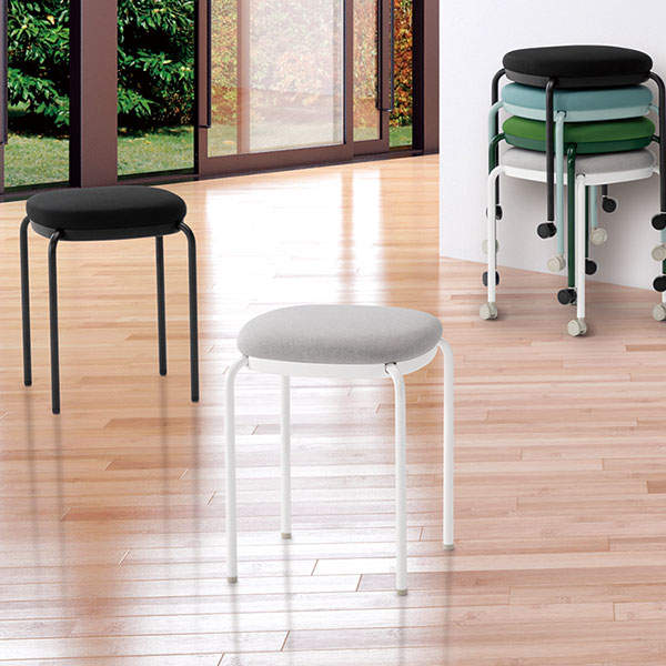 サンケイ スツール 4本脚 ワントーン スタッキング可 ホワイトグレー 4脚セット M-102-PST-PGR