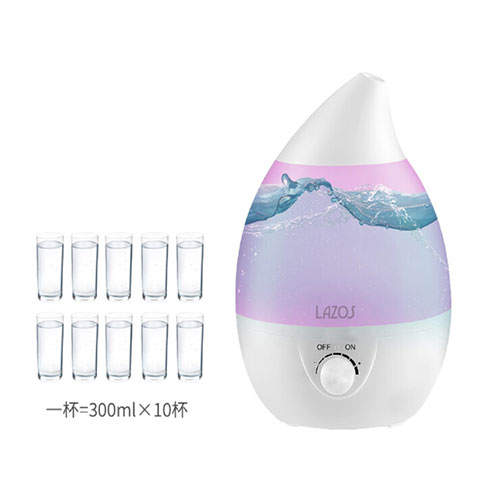 リーダーメディアテクノ LAZOS 超音波式加湿器 しずく型 3L ホワイト L-DTH-WH