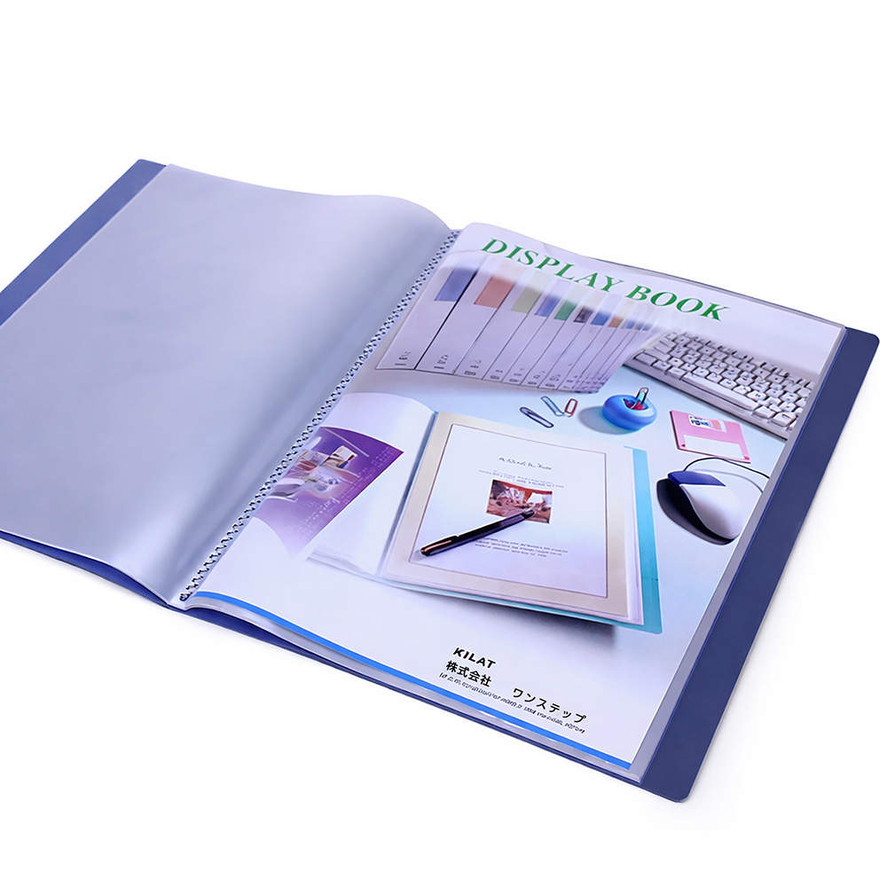 クリアブック固定式 A4タテ 青40ポケット 1箱10冊入