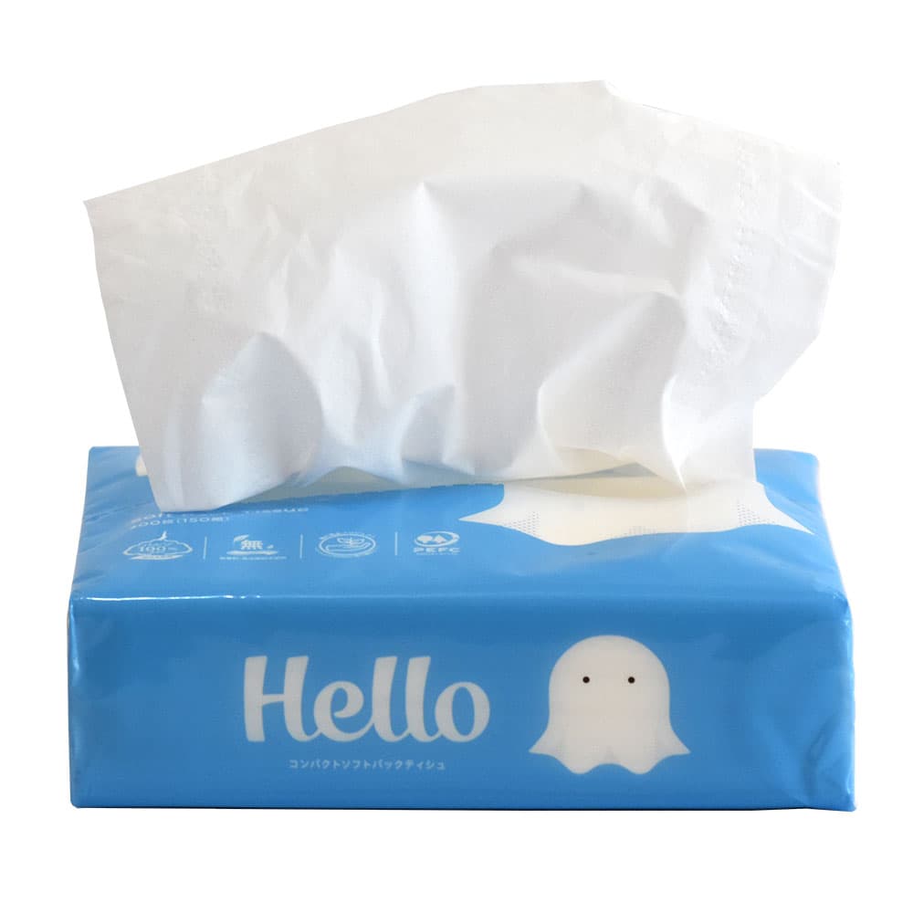ユニバーサル・ペーパー ハロー(Hello)コンパクト ソフトパックティッシュ 150組 1パック(4個) 16パック