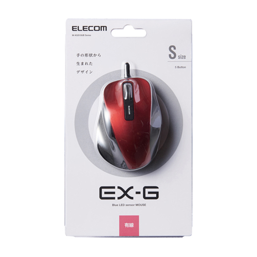 エレコム 有線マウス 握りの極み USB接続 BlueLEDマウス Sサイズ 5ボタン レッド M-XGS10UBRD