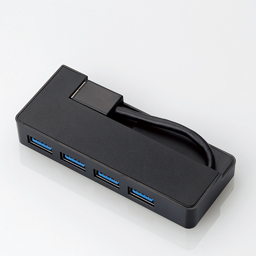 エレコム USBハブ バスパワー USB3.0対応 ケーブル収納タイプ 4ポート ブラック U3H-K417BBK