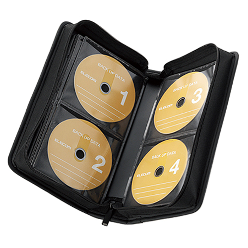 エレコム メディアケース CD/DVDファスナーケース ウォレット 96枚収納 ブラック CCD-SS96BK