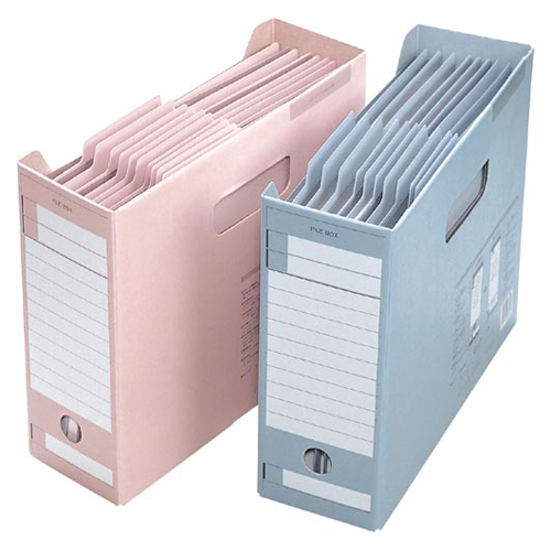 ファイルボックス-FS Dタイプ (ダンボール製補強) A4 横 ピンク 5冊