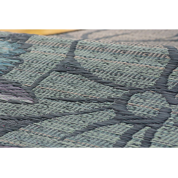 イケヒコ 純国産 い草玄関マット『Fなでしこ』 約60×90cm ブルー