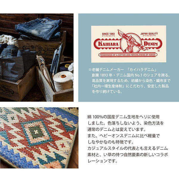 イケヒコ 純国産 い草カーペット SFルークス 約95×150cm ブルー