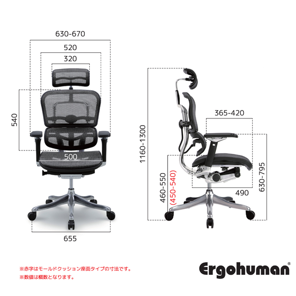 エルゴヒューマン プロ EHP-HAM ブラック エラストメリックメッシュ