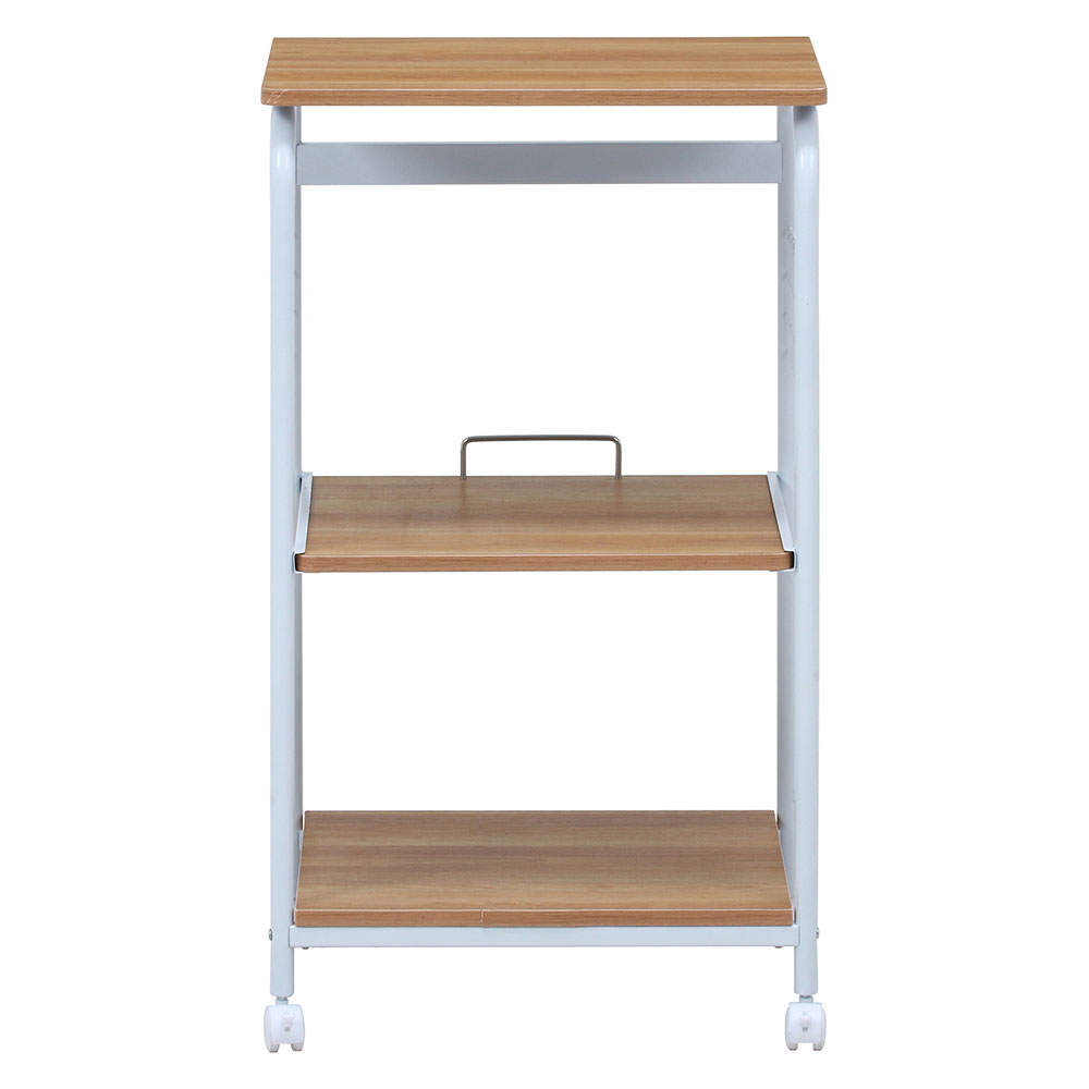 不二貿易 レンジワゴン(スライドレール棚付/キャスター付)ホワイト/ナチュラル FBC-03-2 WH/NA 14640