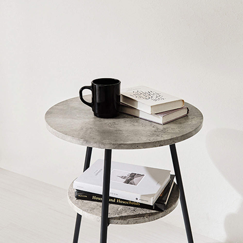 萩原 サイドテーブル マーブルグレー LST-4663MGY