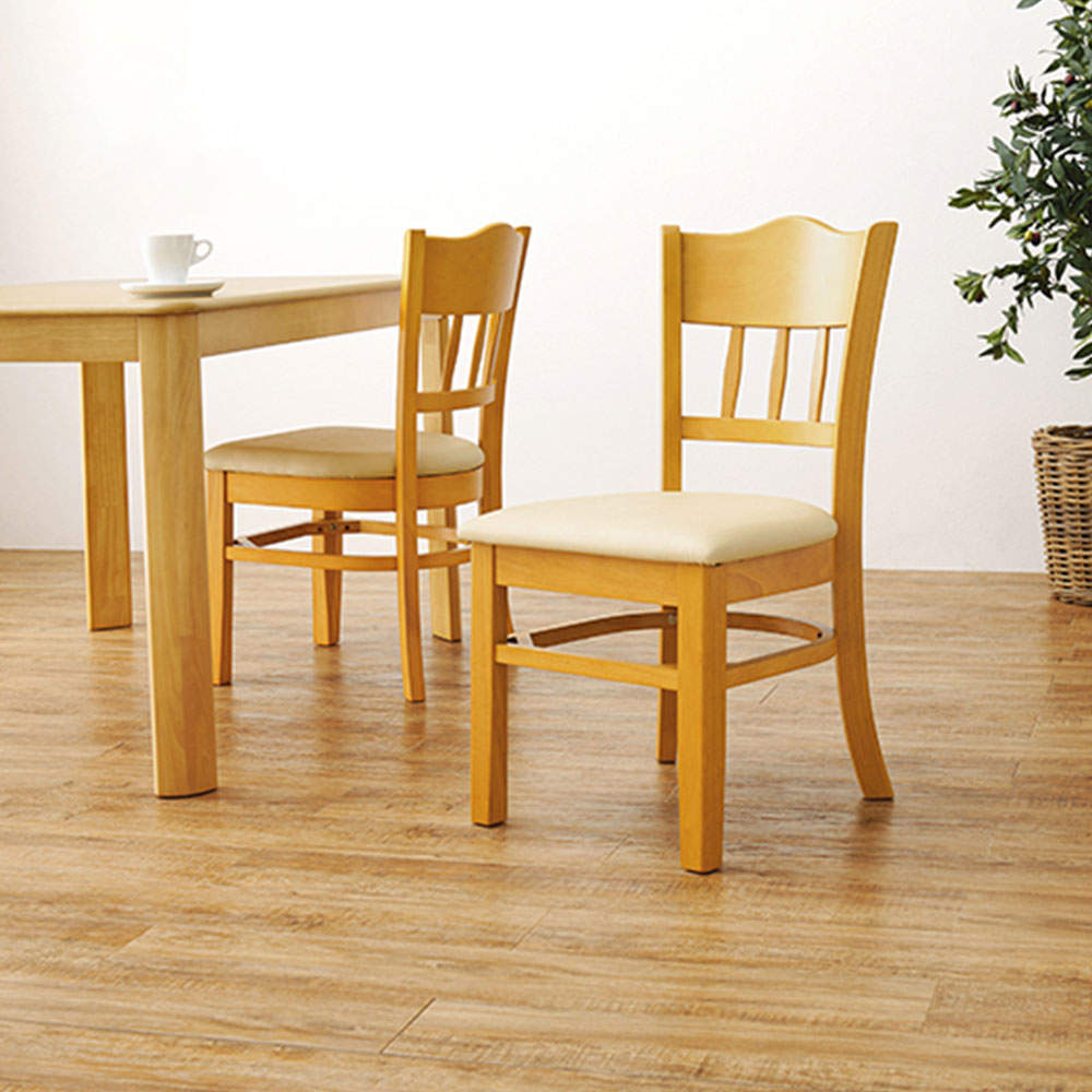 萩原 ダイニングチェアー 2脚セット ナチュラル PVCレザー VC-7593NA