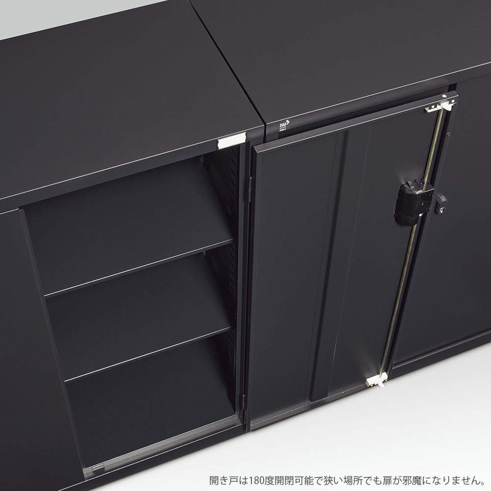 生興 ALZシリーズ 両開き書庫 ブラック W880xD380×H750mm ALZK-H32