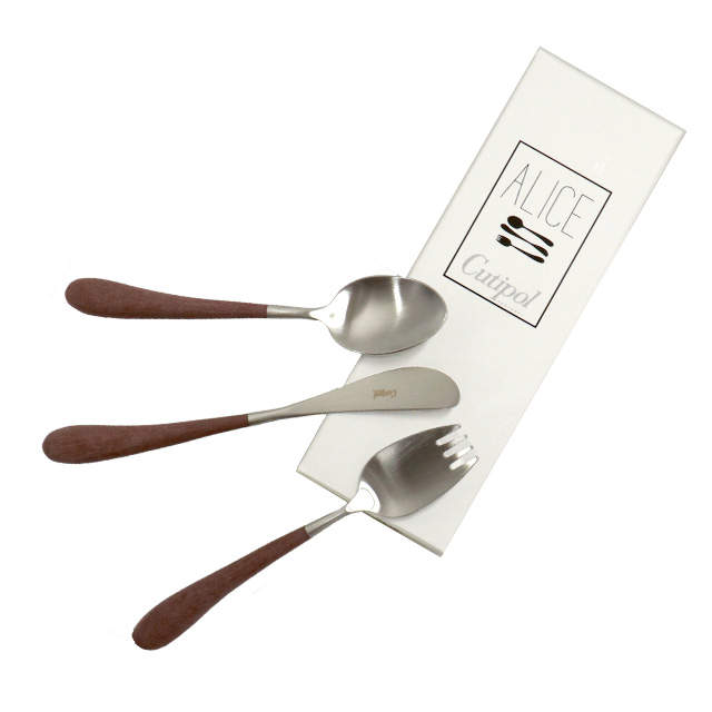 Cutipol クチポール ALICE アリス ブラウン 3本セット (スプーン・ナイフ・フォーク)