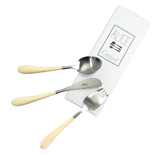 Cutipol クチポール ALICE アリス アイボリー 3本セット (スプーン・ナイフ・フォーク)