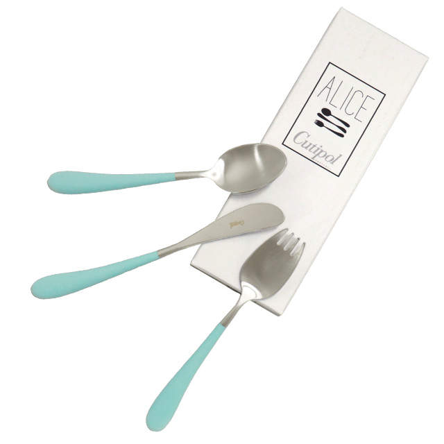 Cutipol クチポール ALICE アリス ターコイズ 3本セット (スプーン・ナイフ・フォーク)