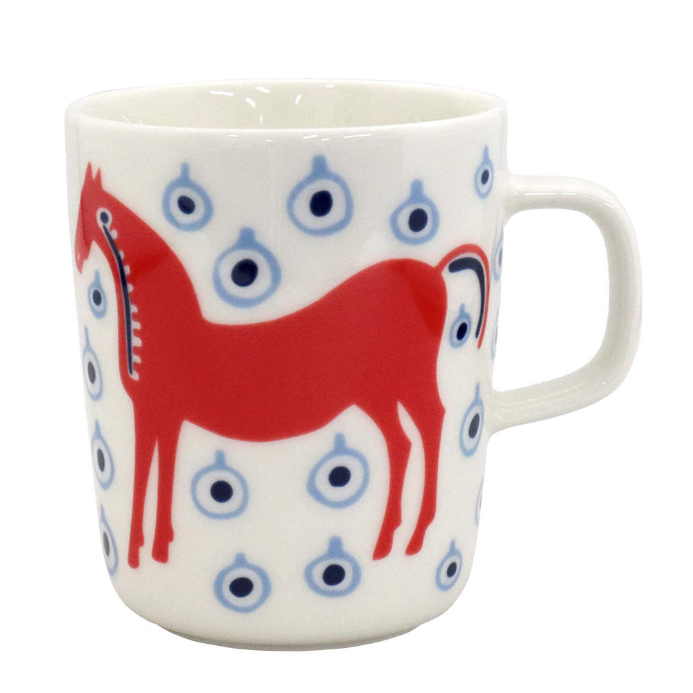 Marimekko マリメッコ Musta Tamma ムスタ タンマ マグ マグカップ 250ml オフホワイト×オレンジレッド×ライトブルー