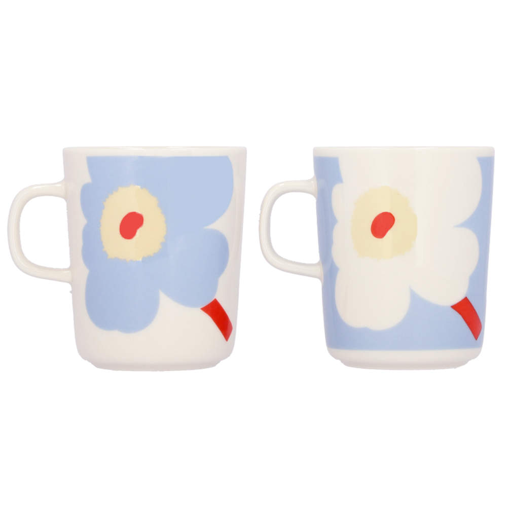 Marimekko マリメッコ Juhla Unikko ユフラウニッコ マグ マグカップ 250ml 2個セット ライトブルー
