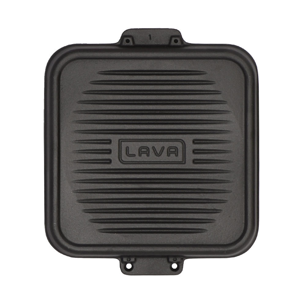 LAVA 鋳鉄ホーロー シリコンハンドルグリルパン 24cm ライン ECO Black LV0052