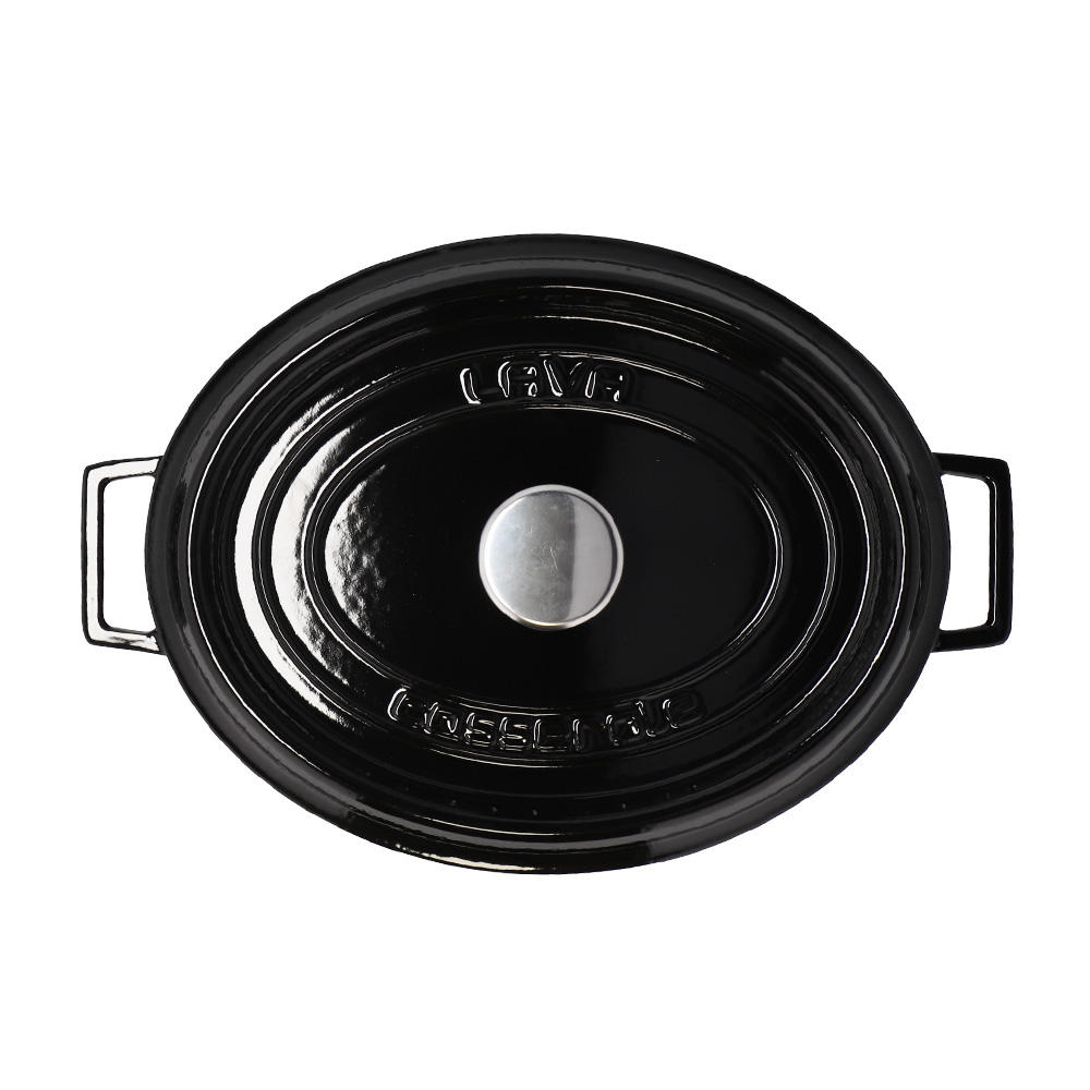 LAVA 鋳鉄ホーロー鍋 オーバルキャセロール 33cm Shiny Black LV0086