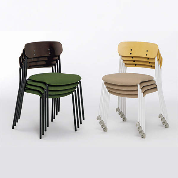 サンケイ スタッキングチェア ミーティングチェア 4本脚 布張り 背合板色ナチュラル セージ CM112-MY-PST-SJ