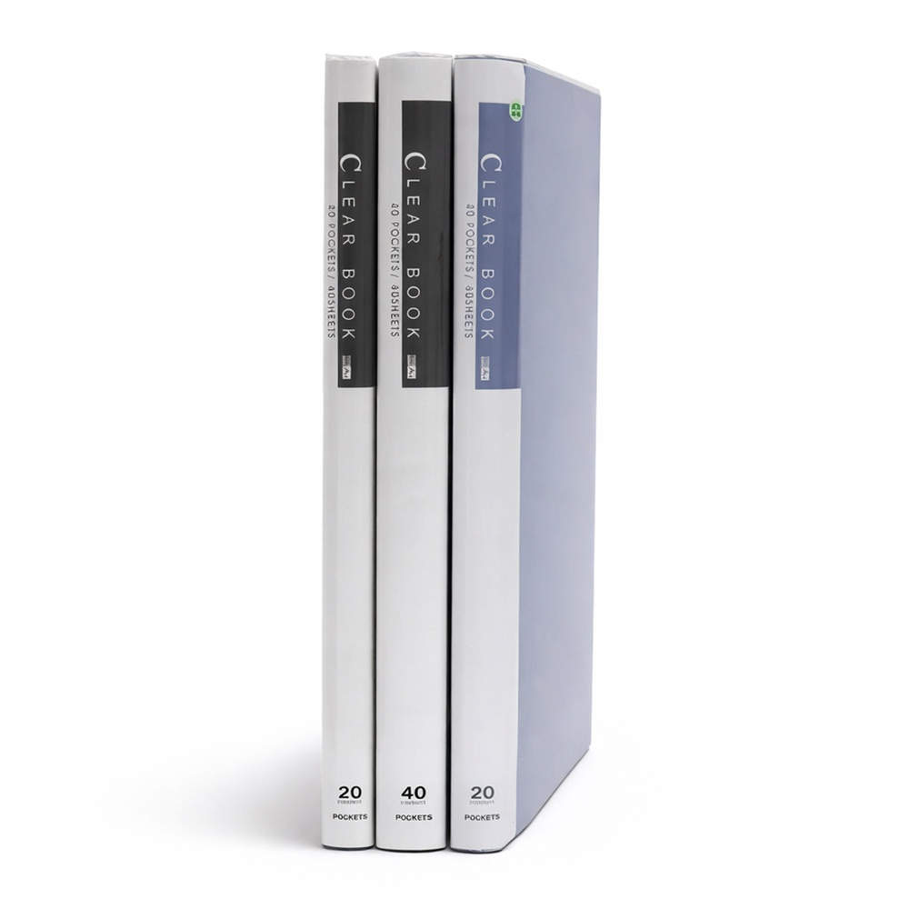 クリアブック固定式 A4タテ青20ポケット 1箱10冊入