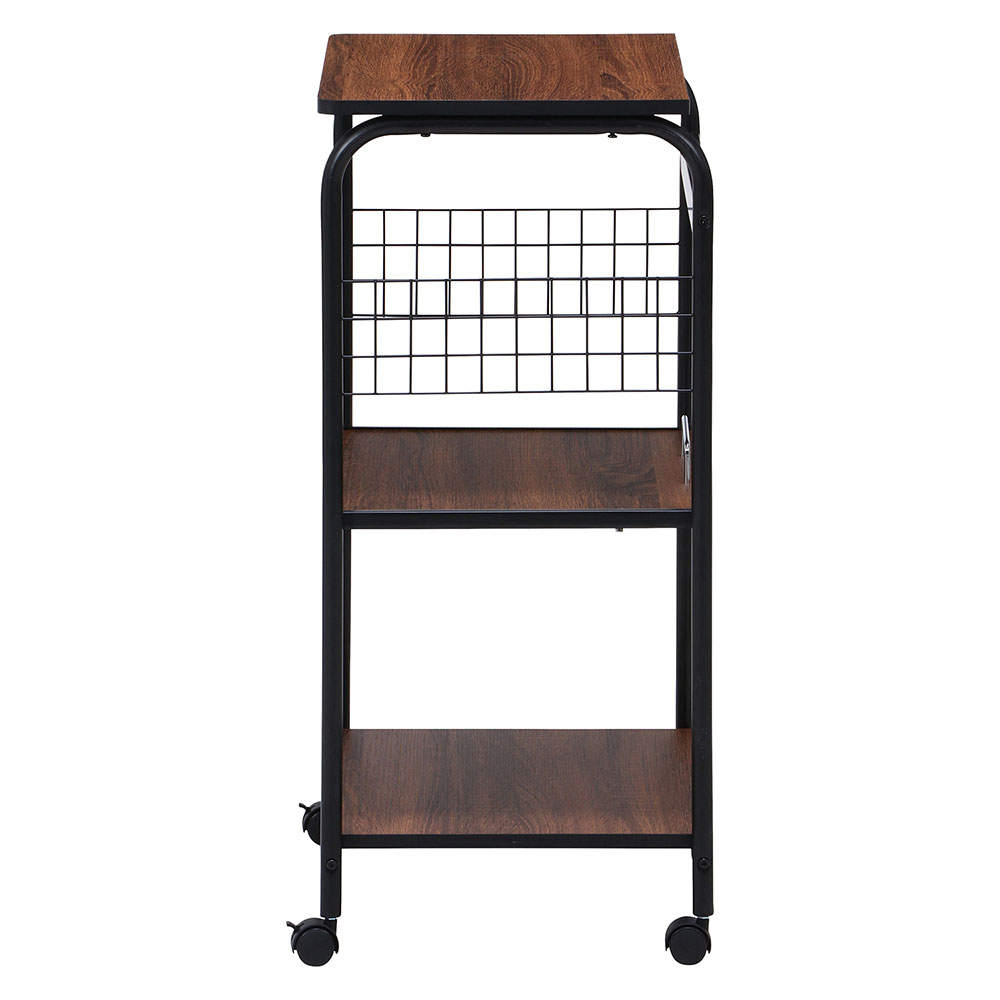 不二貿易 レンジワゴン(スライドレール棚付/キャスター付)ブラック/ブラウン FBC-03-2 BK/BR 15423