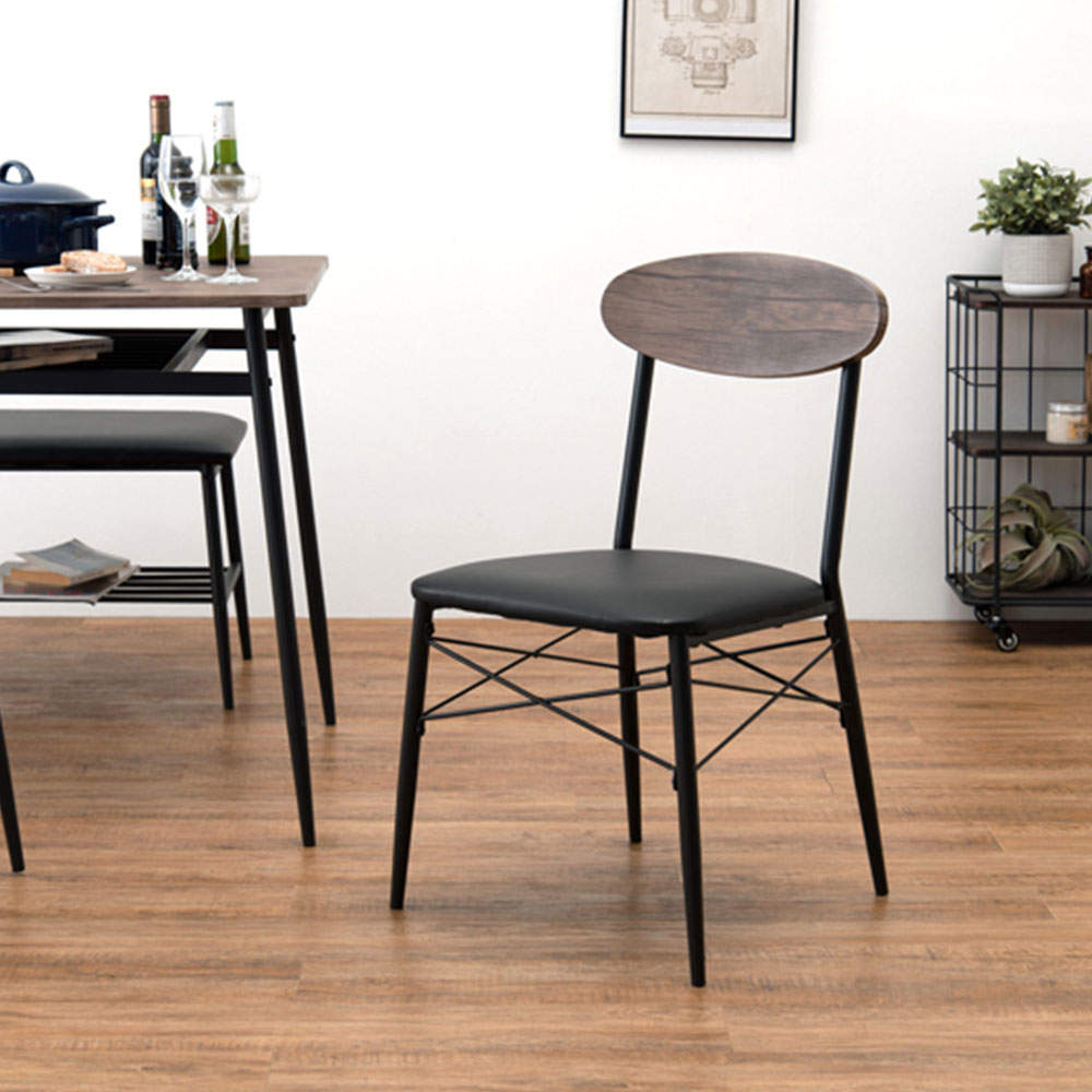 萩原 ダイニングチェアー 2脚セット ブラック LC-4978BK