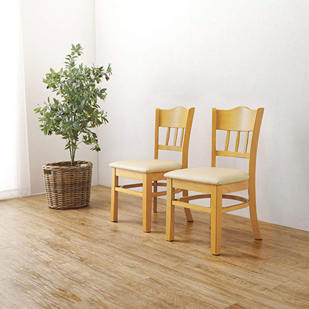 萩原 ダイニングチェアー 2脚セット ナチュラル PVCレザー VC-7593NA