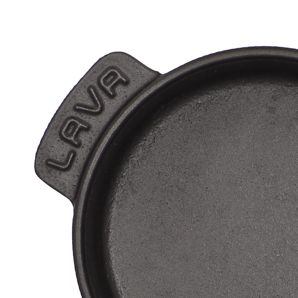 LAVA 鋳鉄ホーロー鍋 ラウンドディッシュ 14cm サービングプラッター付き ECO Black LV0065