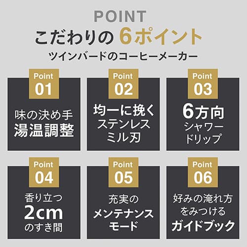 ツインバード 全自動コーヒーメーカー 3杯用 ホワイト CM-D457W