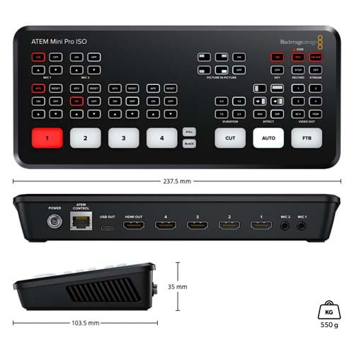 Blackmagic Design (ブラックマジック・デザイン) ライブプロダクションスイッチャー ATEM Mini Pro ISO SWATEMMINIBPRISO