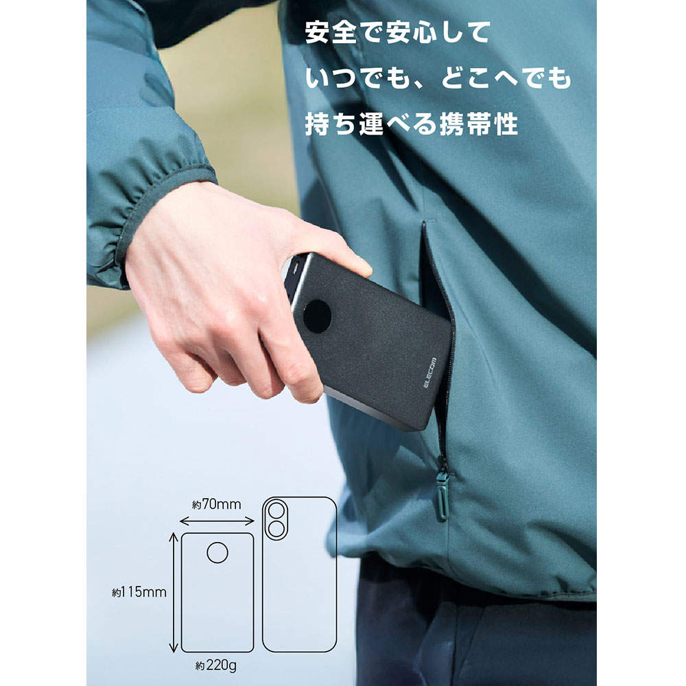 エレコム モバイルバッテリー 半固体 10000mAh 35W Type-C 2ポート USB-A 1ポート PSE認証 EC-C61MN