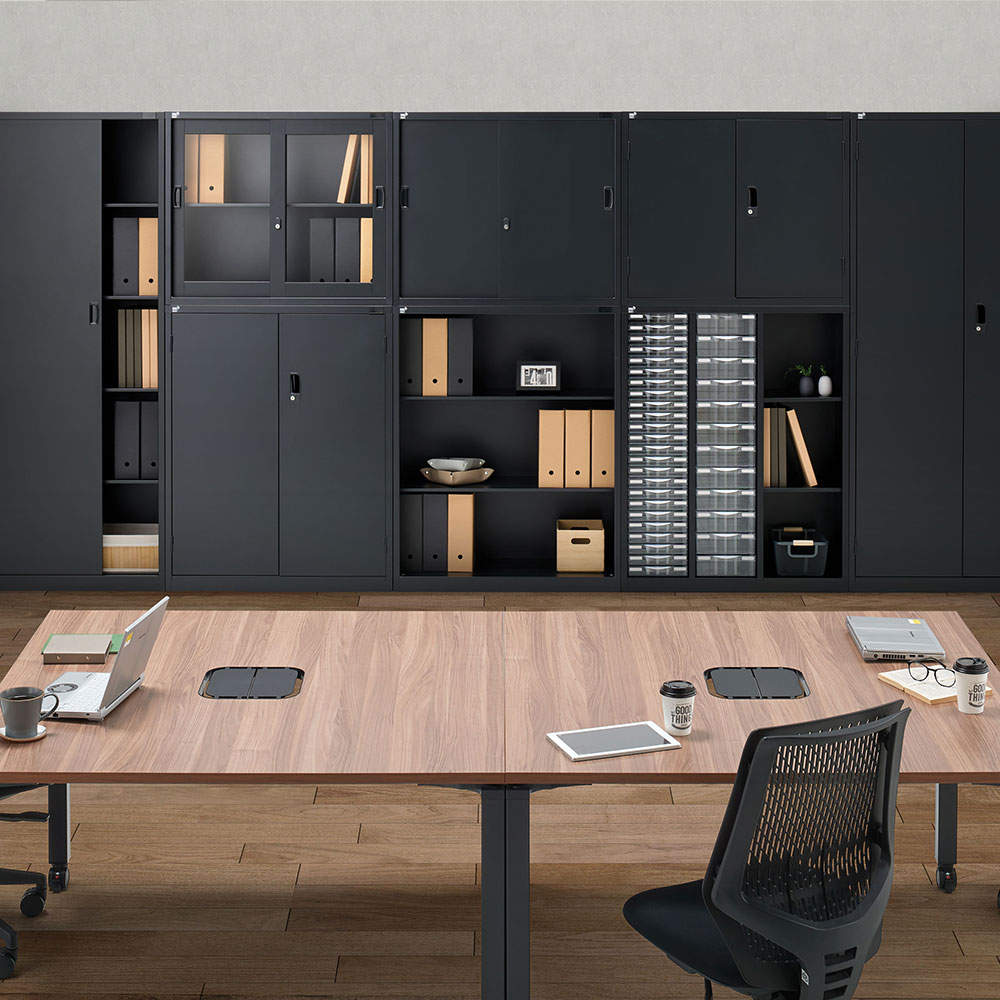 生興 ALZシリーズ オープン書庫 ブラック W880xD380×H750mm ALZK-K32