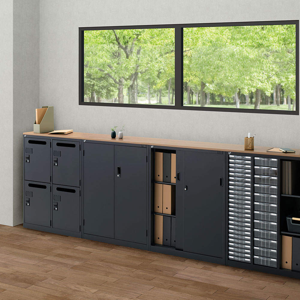 生興 ALZシリーズ オープン書庫 ブラック W880xD380×H1110mm ALZK-K34