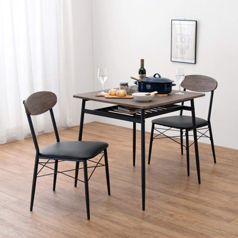 萩原 ダイニングチェアー 2脚セット ブラック LC-4978BK