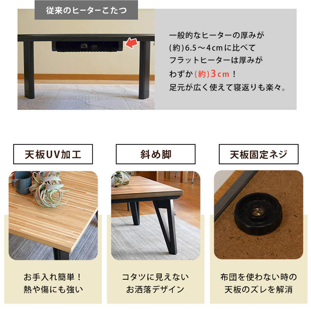 萩原 リビングコタツ ナチュラル ルーン120NA