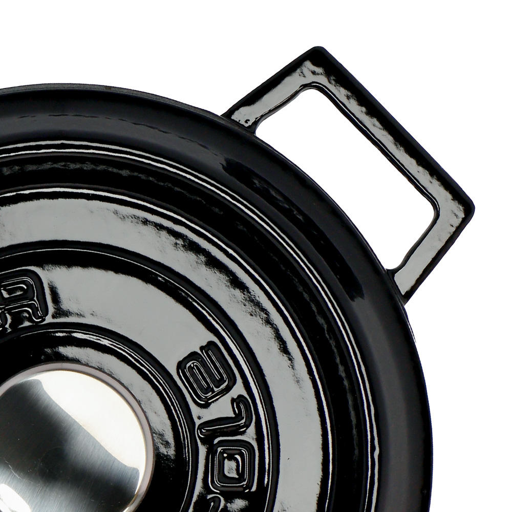 LAVA 鋳鉄ホーロー鍋 ラウンドキャセロール 24cm Shiny Black LV0079