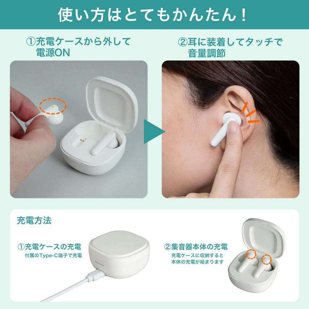 ELPA 集音器 イヤリスチャージ イヤホン型 両耳用 密閉型 AS-E002