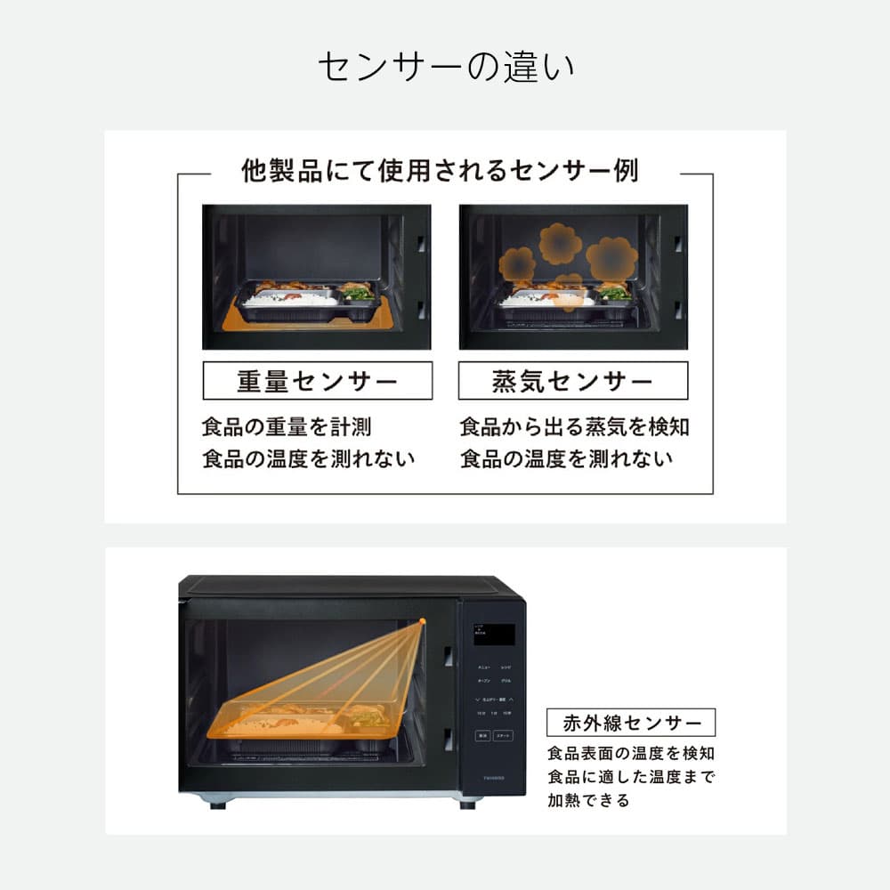 ツインバード センサー付フラットオーブンレンジ 16L ブラック DR-E216B
