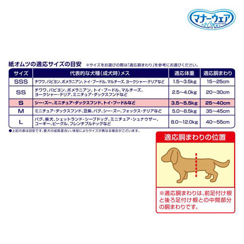 ユニ・チャーム マナーウェア 女の子用 長時間快適オムツ 小型犬用 Sサイズ 32枚入×8個