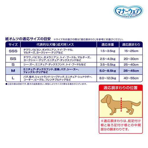 ユニ・チャーム マナーウェア 女の子用 長時間快適オムツ 小～中型犬用 Mサイズ 30枚入×8個