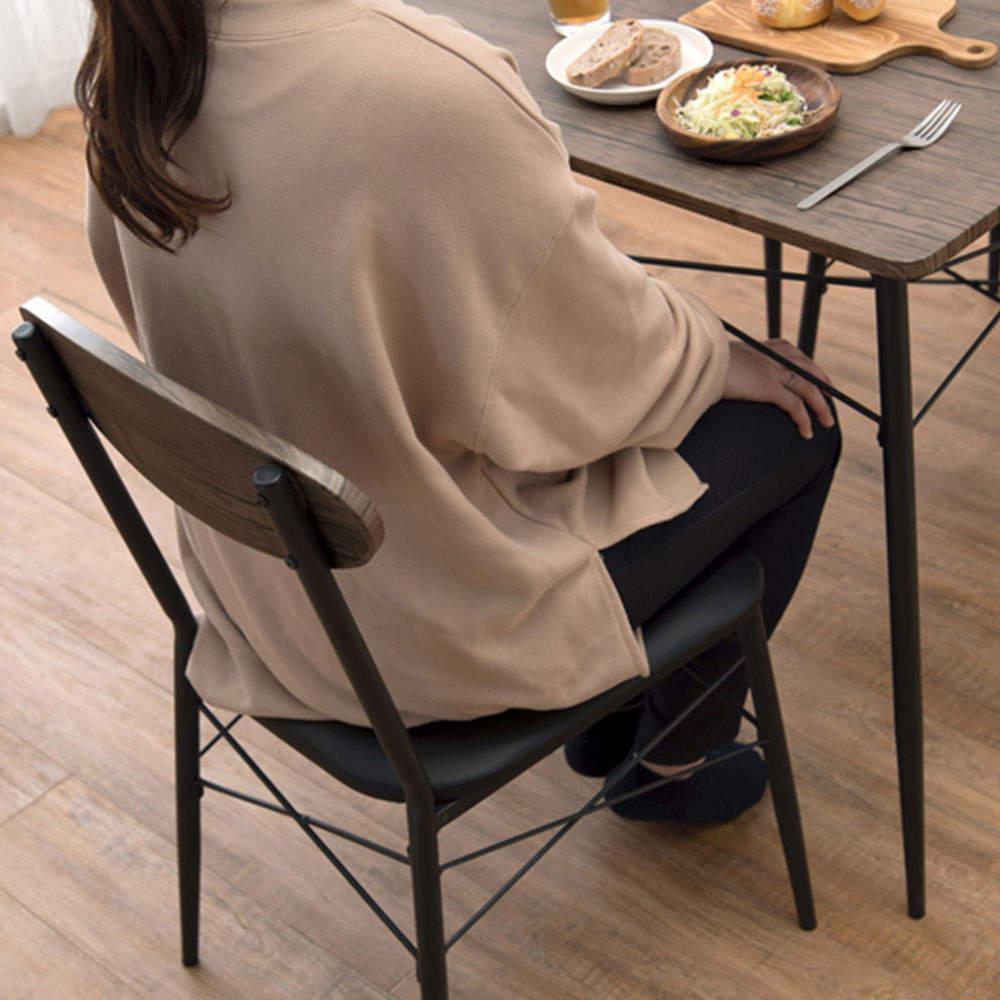 萩原 ダイニングチェアー 2脚セット ブラック LC-4978BK