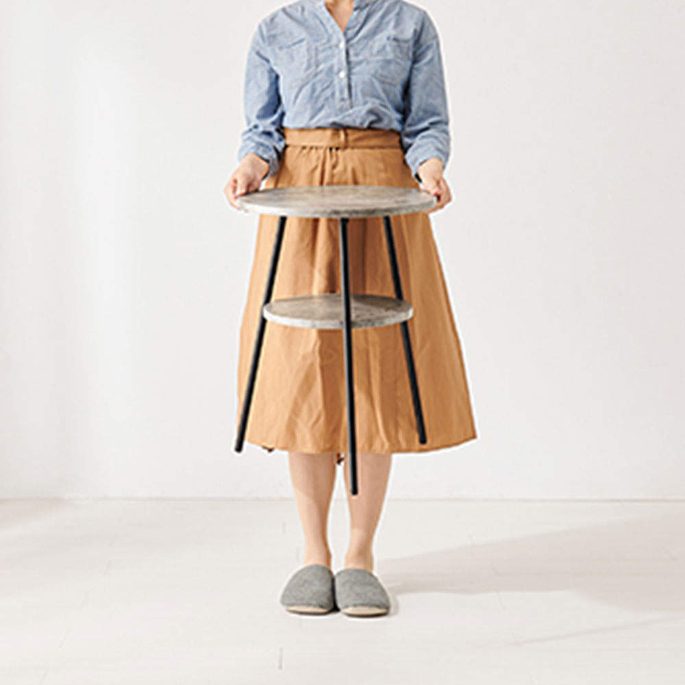 萩原 サイドテーブル マーブルグレー LST-4663MGY