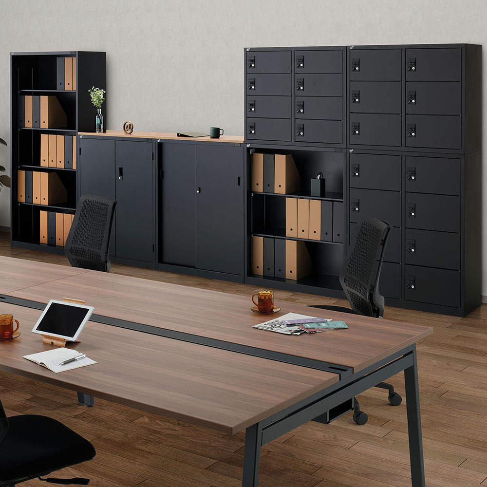 生興 ALZシリーズ オープン書庫 ブラック W880xD380×H750mm ALZK-K32