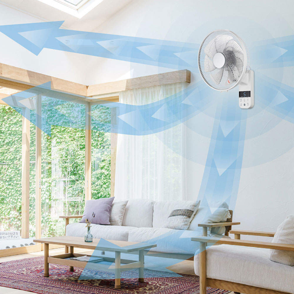 C:NET 壁掛け扇風機 DCモーター リモコン ホワイト CKDF308WH