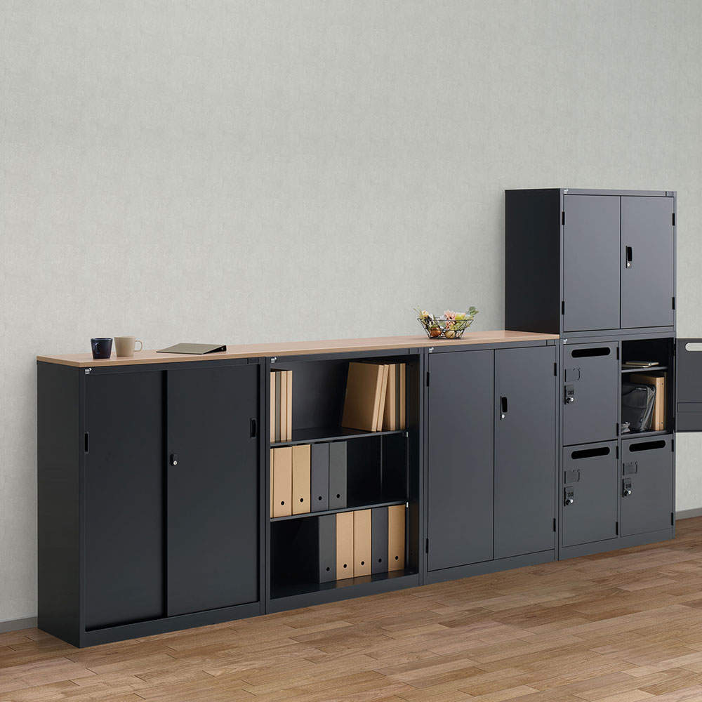 生興 ALZシリーズ オープン書庫 ブラック W880xD380×H750mm ALZK-K32