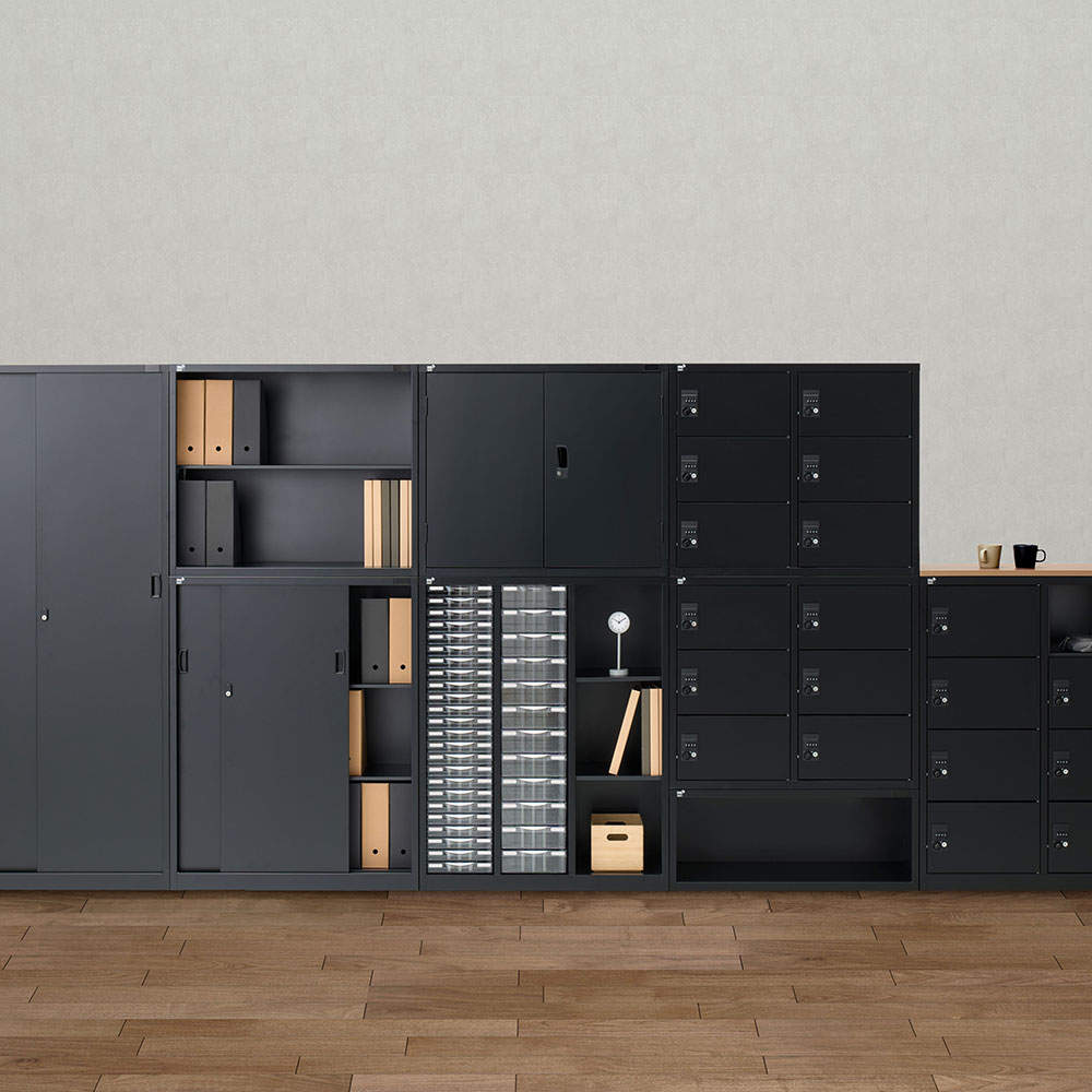 生興 ALZシリーズ オープン書庫 ブラック W880xD380×H1110mm ALZK-K34