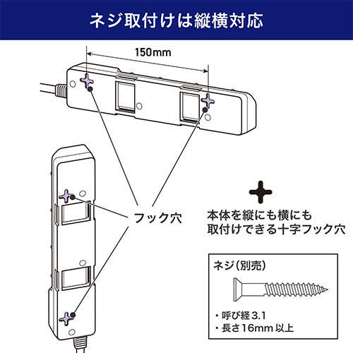 ELPA 電源タップ 耐雷スイッチ付タップ AC4個口 1m ホワイト WLK-41S(W)